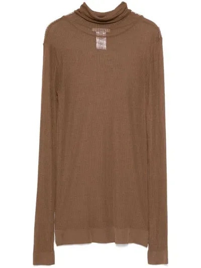 Lemaire High-neck Sweater In Brown