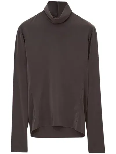 Lemaire High Neck Top In Kobicha Brown