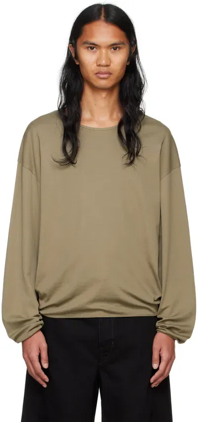 Lemaire Khaki Relaxed Long Sleeve T-shirt In Bg249 Green Beige