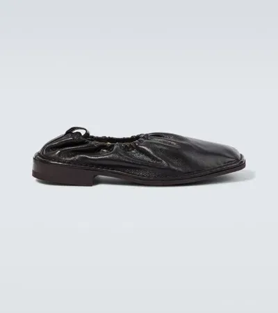 Lemaire Leather Loafers In Black