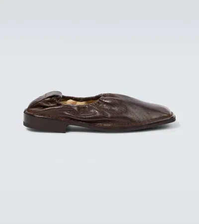 Lemaire Leather Loafers In Br462 Pecan Brown