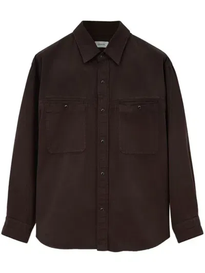 Lemaire Long-sleeve Denim Shirt In Brown