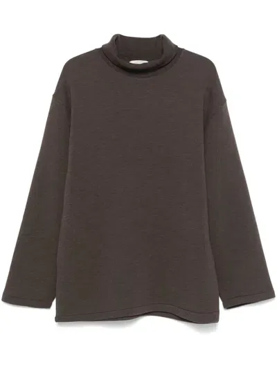 Lemaire Mélange-effect Sweatshirt In Brown