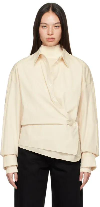 Lemaire Off-white Twisted Shirt In Wh048 Light Cream