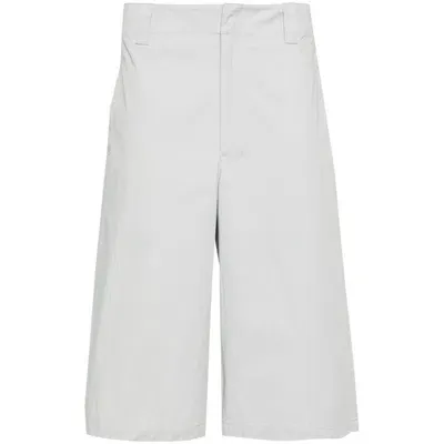 Lemaire Tonal Stitching Cotton Bermuda Shorts In Grey