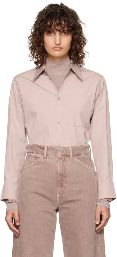 Lemaire Pink Fitted Shirt In Pu807 Violet Ice