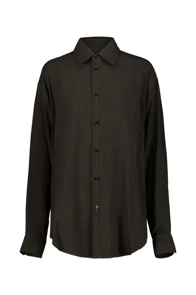 Lemaire Relaxed Shirt In Dark Espresso