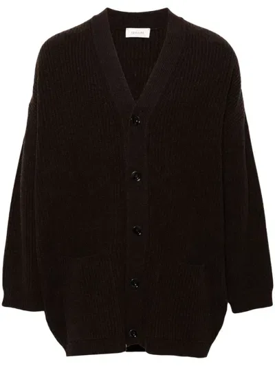 Lemaire Ribbed Cardigan In Brown