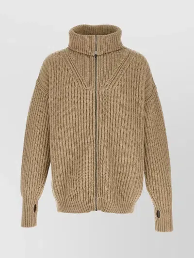 Lemaire Ribbed Cardigan In Beige