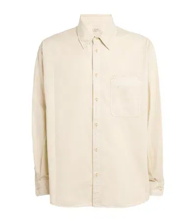 Lemaire Satin Relaxed Workwear Shirt In Ivory