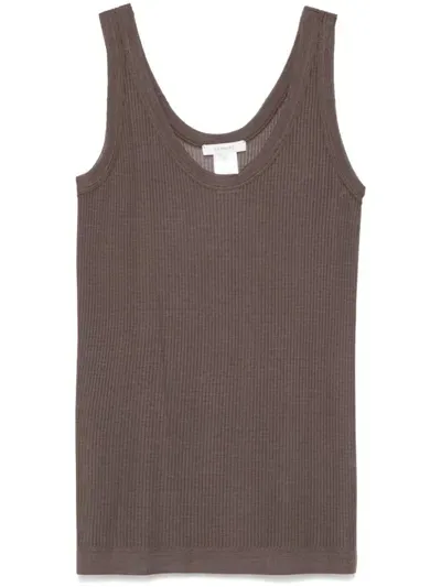 Lemaire Seamless Ribbed Tank Top In Brown