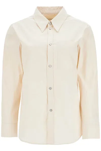 Lemaire Camicia Sciacrata A Maniche Lunghe In Beige