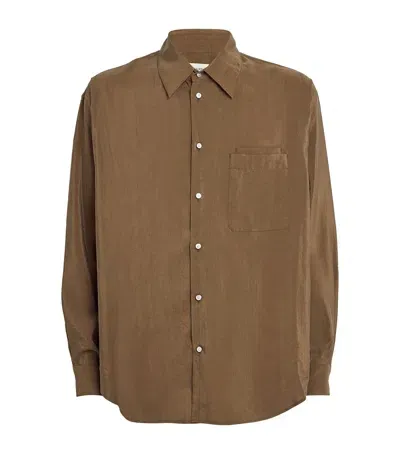 Lemaire Silk-blend Relaxed Shirt In Brown