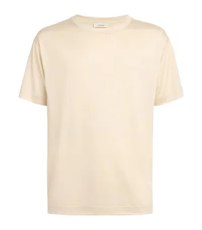 Lemaire Rib U Neck T-shirt In Light Cream