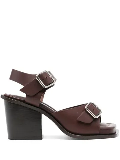 Lemaire Square Heeled Sandals With Straps 80 Shoes In Brown