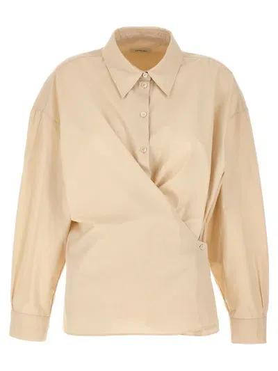 Lemaire Heavy Cotton Poplin Twisted Shirt In Ivory