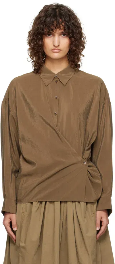 Lemaire Tan Straight Collar Twisted Shirt In Br425 Havana