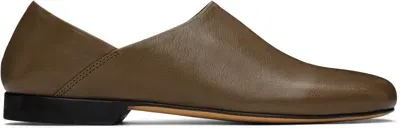 Lemaire Men's Leather D'orsay Slip-on Loafers In Taupe