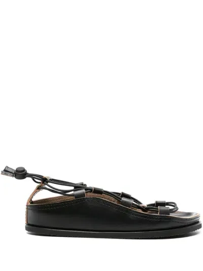 Lemaire Multi-way Strap Leather Sandals In Black