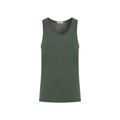 Lemaire Ribbed Sleeveless Crew Neck Tank Top In Green