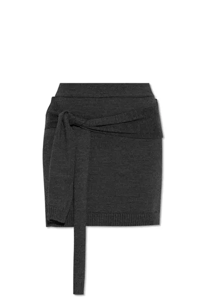 Lemaire Knitted Mini Skirt In Dark Grey