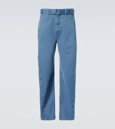 Lemaire Twisted Belted Barrel-leg Jeans In Blue