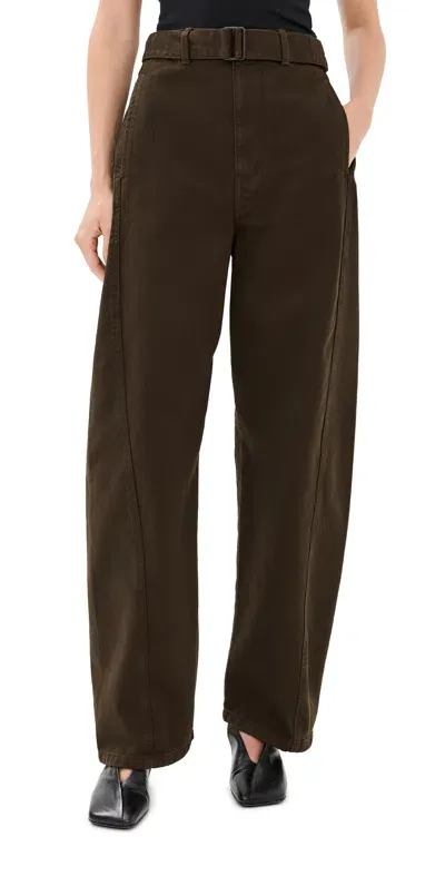 Lemaire Twisted Belted Pants Espresso In Brown