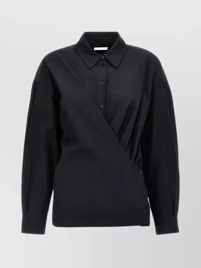 Lemaire Black Straight Collar Twisted Shirt