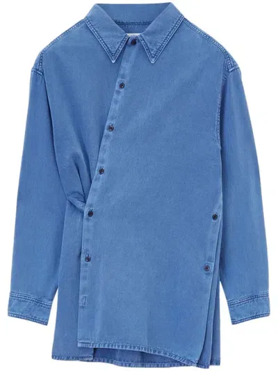 Lemaire Twisted Denim Shirt In Blue