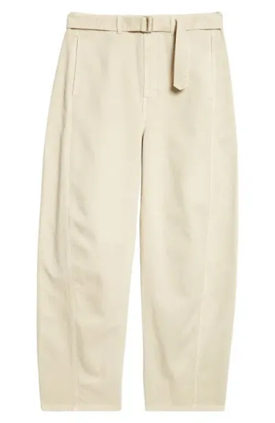 Lemaire Twisted Seam Belted Straight Leg Pants In Denim Snow Oat Bg231