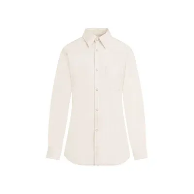 Lemaire Western Fitted Cream Cotton Shirt In White