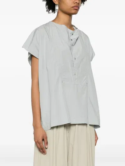 Lemaire Cap Sleeve Top With Snaps In Bk888 Cloud Grey