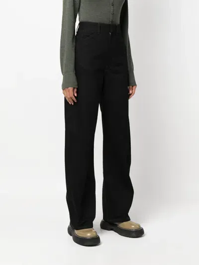 Lemaire Gray Straight-leg Trousers In Bk999 Black