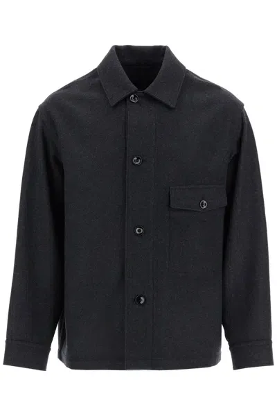 Lemaire Wool Felt Overshirt In In Black