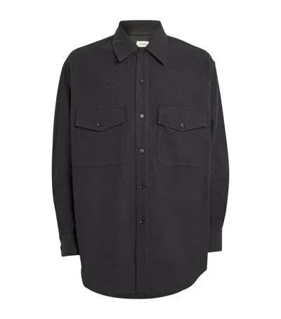 Lemaire Wool Overshirt In Grey