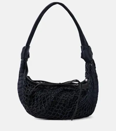 Lemaire Fortune Croissant Filt Net Shoulder Bag In Black