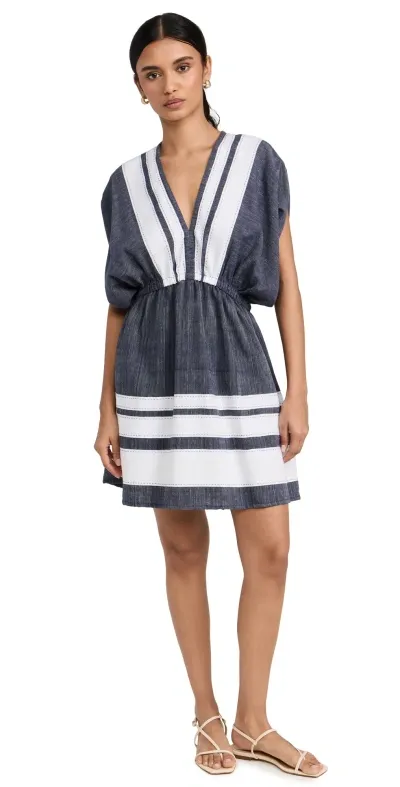 Lemlem Alem Plunge Dress Debre Navy