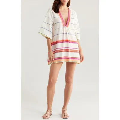 Lemlem Belkis Mixed Stripe Cotton Blend Cover-up Dress In Tizita Fiesta