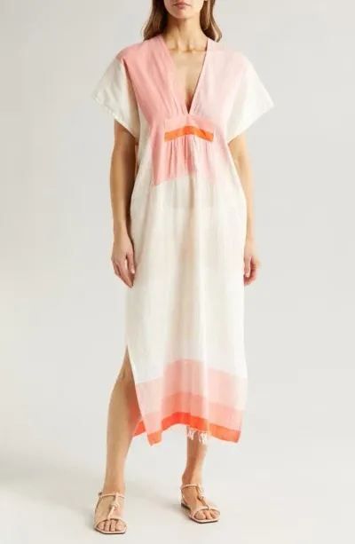 Lemlem Gasira V-neck Caftan Coverup In Ayele Blush