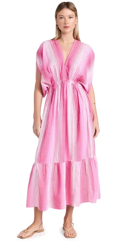 Lemlem Leila Plunge Dress Feven Fuchsia