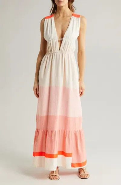 Lemlem Lelisa Colorblock Cotton Blend Maxi Dress In Ayele Blush