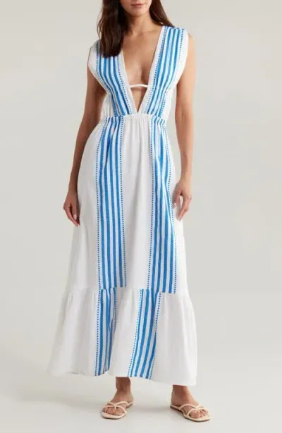 Lemlem Lelisa Plunge Maxi Dress In Eshe Blue