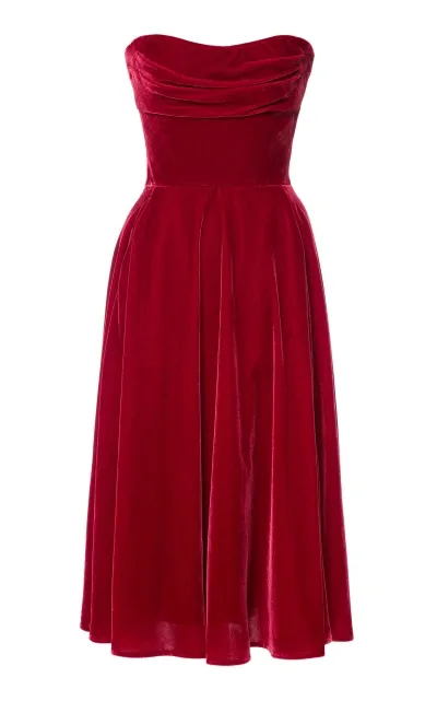 Lena Hoschek Chivalry Velvet Midi Dress In Red