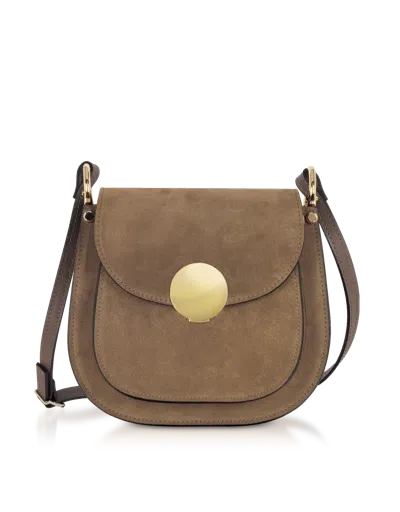 Leparmentier Paris Agave Suede And Smooth Leather Shoulder Bag In Brown