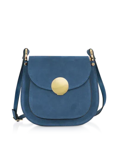 Leparmentier Paris Agave Suede And Smooth Leather Shoulder Bag In Blue