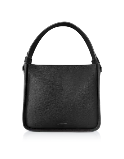 Leparmentier Paris Duplo Medium Hammered Leather Top Handle Bag In Black