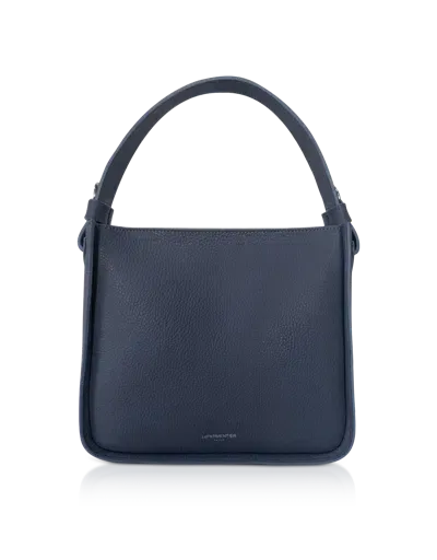 Leparmentier Paris Duplo Medium Hammered Leather Top Handle Bag In Blue