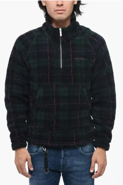 Les Deux Fleeced Check Ren Sweatshirt With Halz Zip