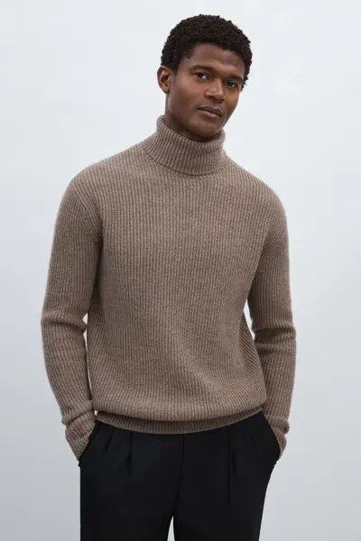 Les Deux Grey Melange  Merino-wool Ribbed Roll-neck Jumper