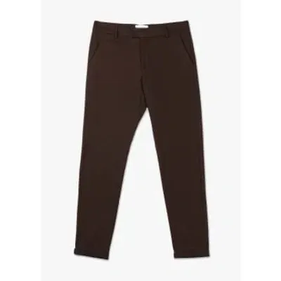 Les Deux Mens Como Herringbone Suit Pants In Ebony Brown In Brown Fabric